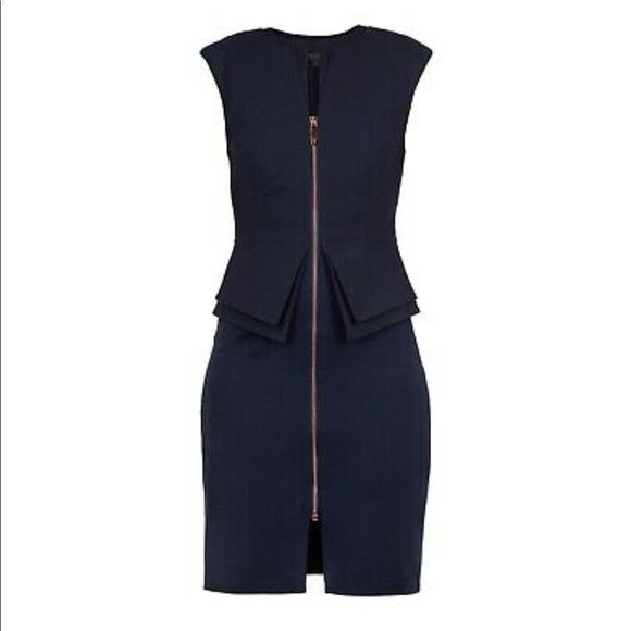 TED BAKER Structured Zip Peplum Dress - Picture 3 of 9